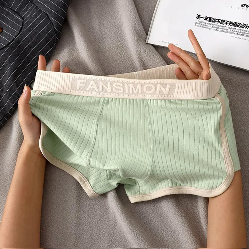 1/3PCS Solid Striped Men's Boxer Sexy Breathable Mesh U Crotch Underwear High Elastic Widen Waistband Underpants sports