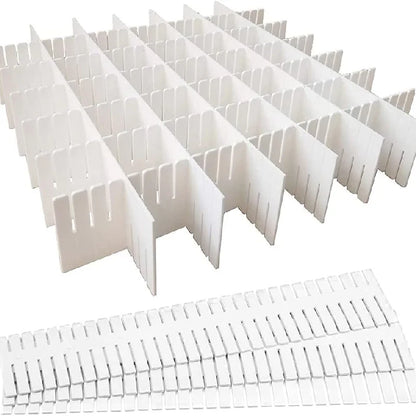 10Pcs Adjustable Drawer Dividers Organizer System for Cupboard Underwear Socks - Household Storage Solution