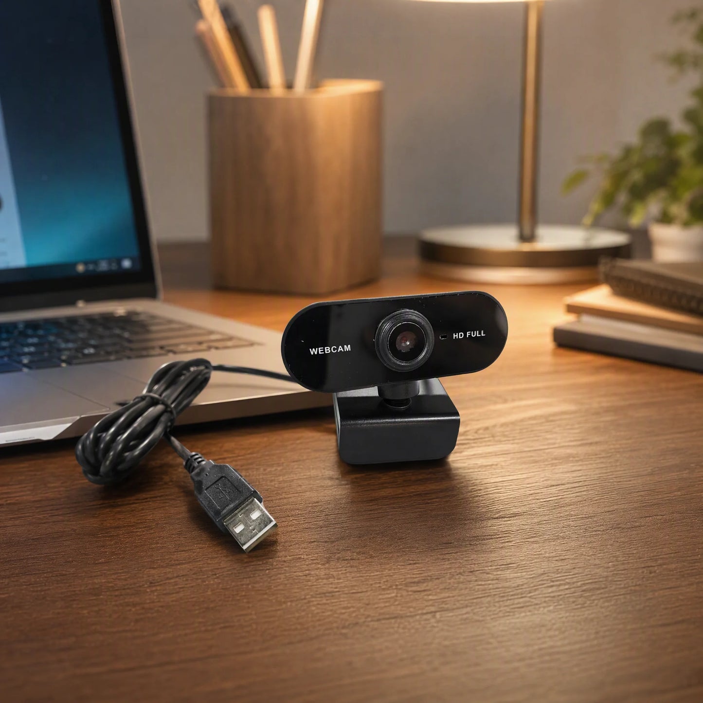 USB Webcam with Microphone for Laptop Desktop, 360° Rotatable Plug-and-Play Camera for Video Calls & Conferences