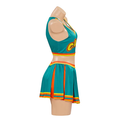 Women Adult Cheerleading Uniform Sexy School Girl Cheerleader Costume Dancing Outfit Sleeveless Crop Top with Mini Pleated Skirt