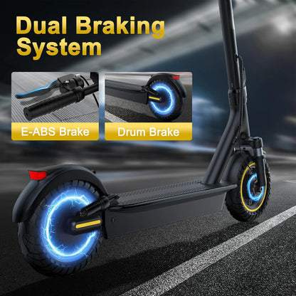10" Adult Electric Scooter 500W Brushless Motor 22Mph Max Speed 28Miles Max Range Double Suspension & Dual Braking Waterproof Smart App Control for Commuting
