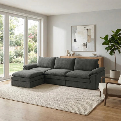 Modern Cloud Modular Sofa Set, Soft Thick Memory Foam, Frameless Couch with Pillows, Easy Assembly for Living Room Bedroom