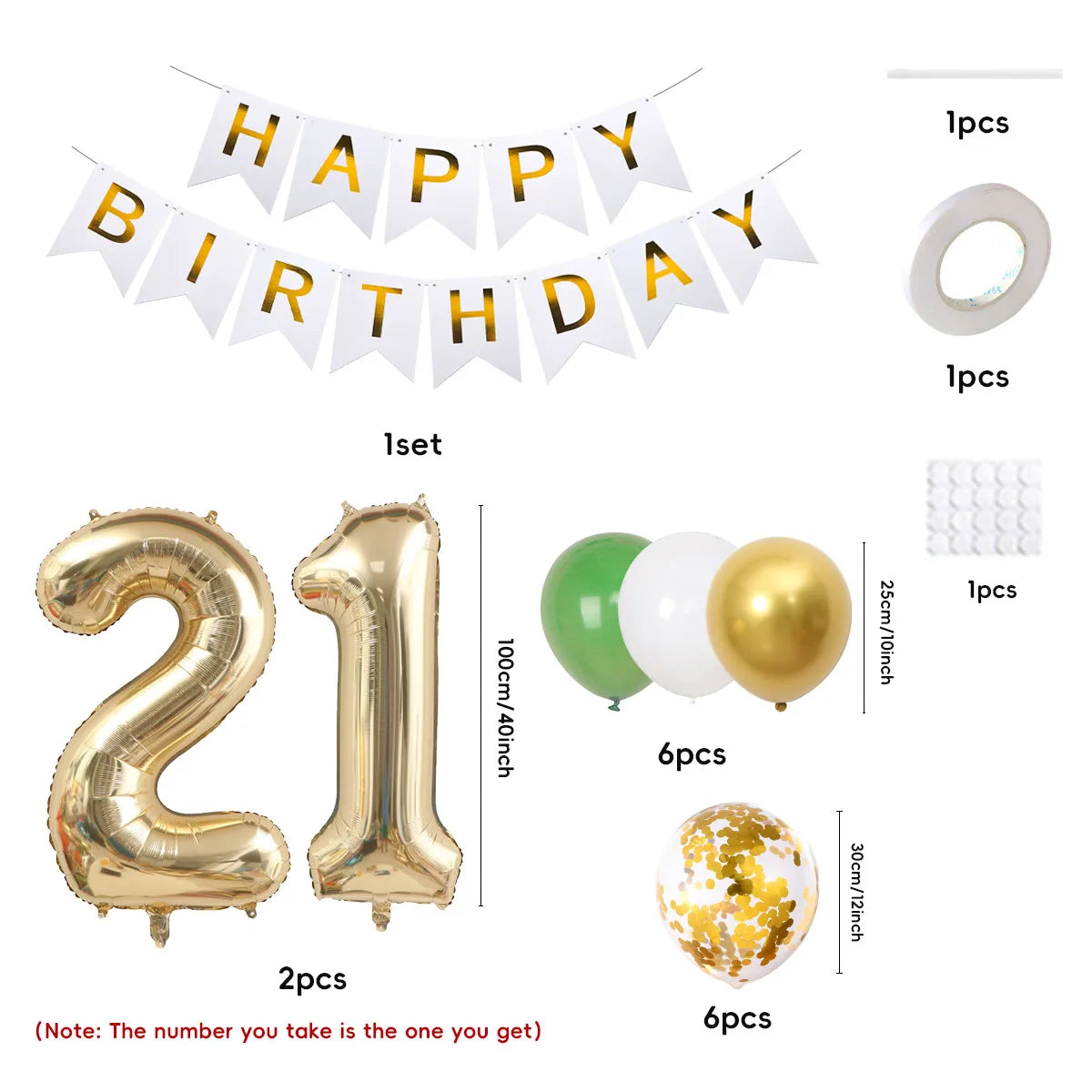 21/30/40/50/60/70th Birthday Green Gold Balloons Set Birthday Banner Party Background Decoration Adults 40inch Number Foil Ball