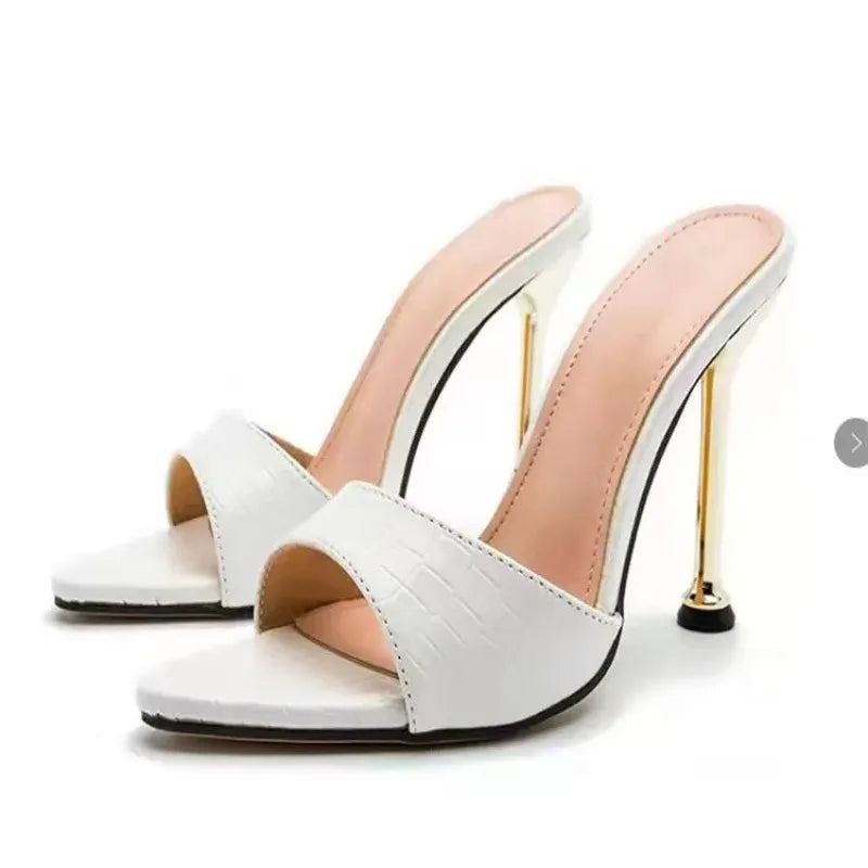 Glamorous2026 Texture High Heel Sandals - Chic Slip-On Stilettos with Pointy Peep Toe for Fashion-Forward Parties Banquets