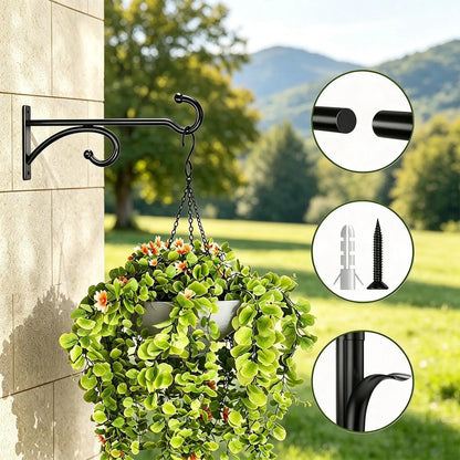 Wall-Mounted Hook Flower Pot Holder 2pcs Outdoor Hanging Plant Stand Planter Hanger Iron Flowerpot Garden Decoration
