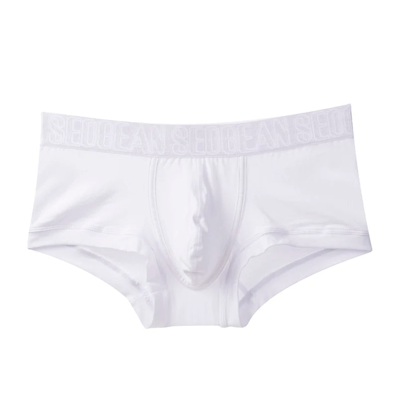 SEOBEAN Men's Breathable Cotton Boxer Shorts U-Convex Pouch Low-Waist Soft Stretch Underwear for Daily Casual & Intimate Wear