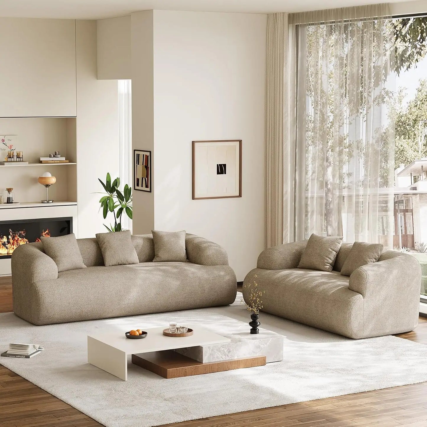 Oversized Sectional Sofa for Living Room, 91" + 76'' Modern Luxury Plush Chenille Extra Deep & Wide Seat Curved, Customized