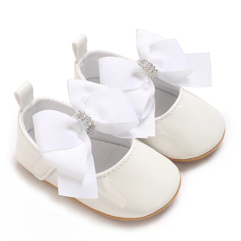 Cute Princess Baby Shoes Spring and Autumn Edition Butterfly Bow Decoration PU Soft Bottom Suitable for 0-1 Year Old Baby