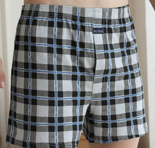 Men's Aro Pants Cotton Lattice Underwear Loose High Waist Breathable Home Boxer Shorts Pouch Underpants Plus Size M-3XL
