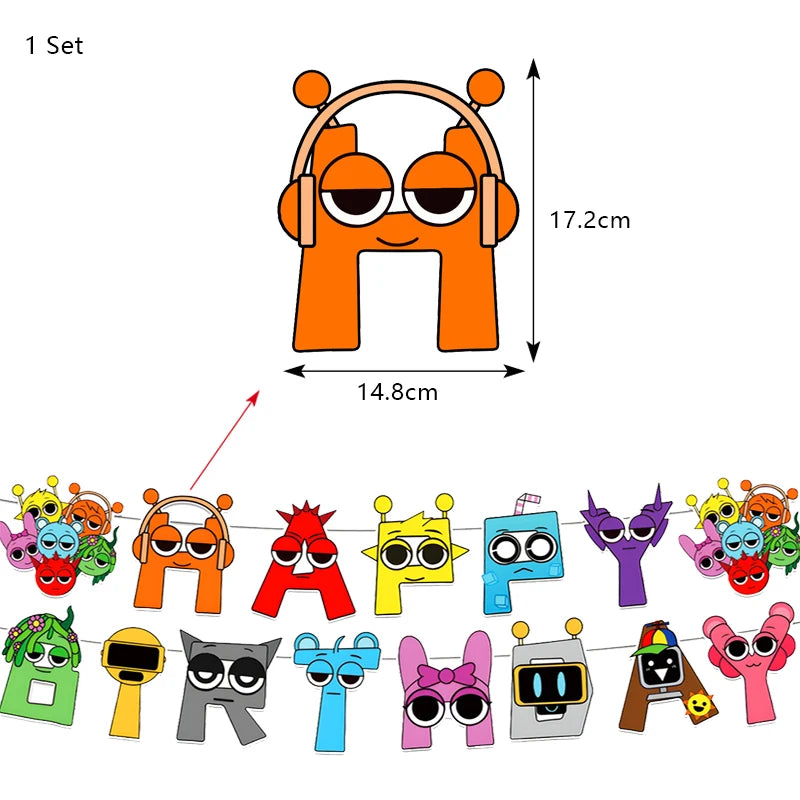 Sprunki Birthday Party Decoration Incredibox Latex Aluminum Foil Balloon For Kids Event Supplies Banner Disposable Tableware