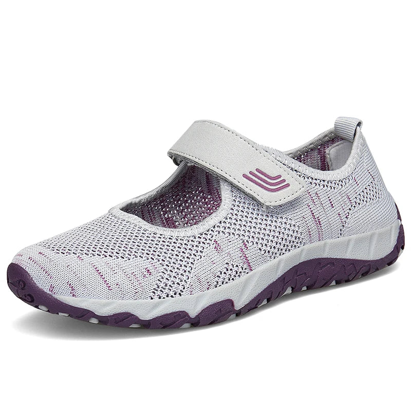 Women's Breathable Walking Shoes Ladies Fashion Mary Jane Sneakers Adjustable Working Nurse Shoes Lightweight Flats Roll