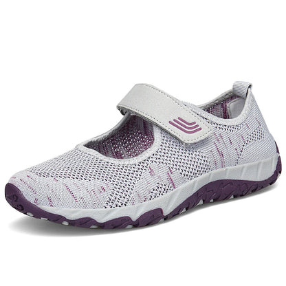 Women's Breathable Walking Shoes Ladies Fashion Mary Jane Sneakers Adjustable Working Nurse Shoes Lightweight Flats Roll