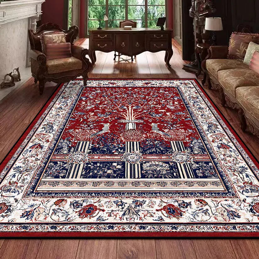 Retro Persian Carpet for Living Room Boho Decor for Room Balcony Rug Large Luxury Red Bed Decoration Home Mats Bedside 160x230