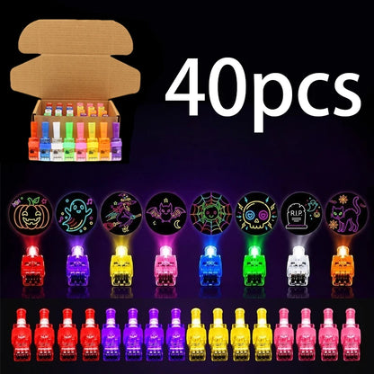 4/40PCS Halloween LED Finger Lights Neon Party Favors Glow in the Dark Rave Party Supplies Goodie Bag Stuffers Box Prizes