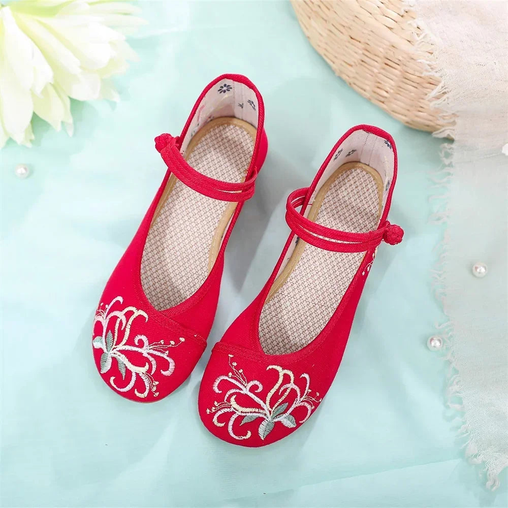 Fashion Ethnic Chinese Style Women Shoes Hanfu Single Canvas Zapatos Elegant Casual Vintage Woman Embroidered Cloth Shoes