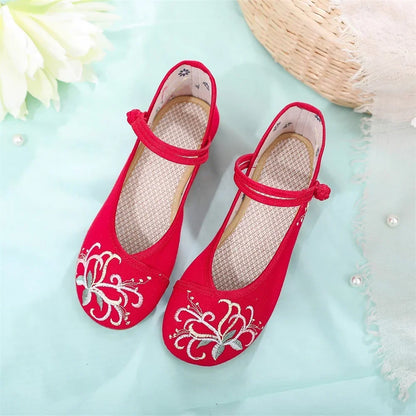 Fashion Ethnic Chinese Style Women Shoes Hanfu Single Canvas Zapatos Elegant Casual Vintage Woman Embroidered Cloth Shoes