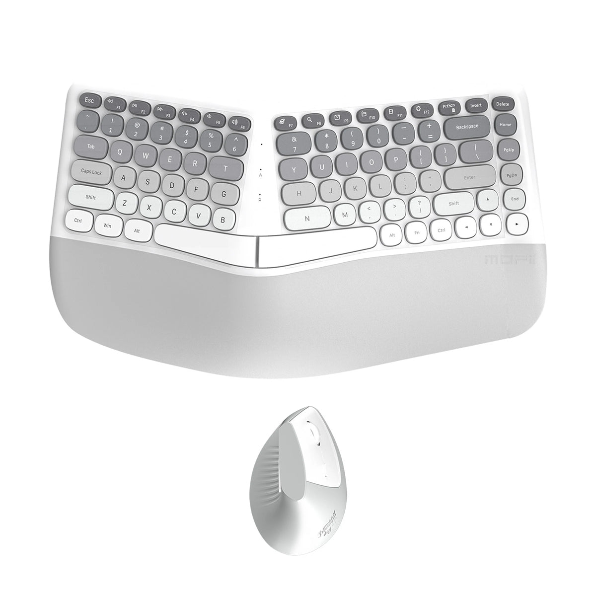 MOFii 1 Set Ergonomic Wireless Keyboard and Mouse Combo, Green Split Design Office Keyboard, 2.4G Wireless Connection, US QWERTY