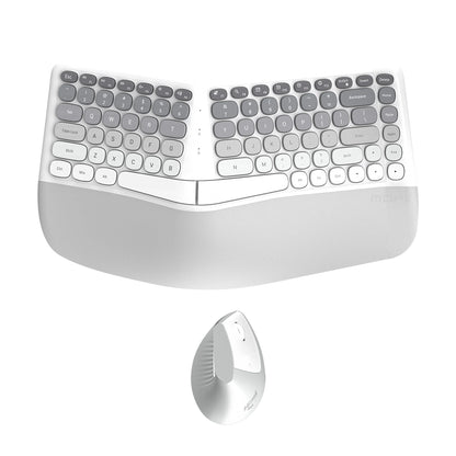 MOFii 1 Set Ergonomic Wireless Keyboard and Mouse Combo, Green Split Design Office Keyboard, 2.4G Wireless Connection, US QWERTY