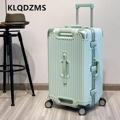 KLQDZMS Aluminum Frame Suitcase Large Capacity Trolley Case 26"28"30"32 Inch Cart Type Travel Bag Universal Wheel Luggage