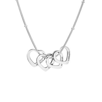 Lemegeton Customize Name Love Necklace 1-4 Heart Pendant Personalized Engraved Name Stainless Steel Jewelry Couple Family Gifts