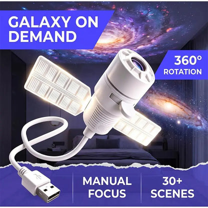 Satellite Shaped HD Star Projector & night light Plug and Play HD Dynamic Galaxy Projectors LED Night Light for Bedroom Ceiling