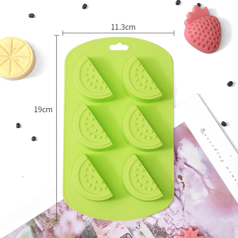 Silicone Ice Mold Fruit Shape Chocolate Candy Molds Set 6 Cavity Silicone Baking Mold Ice Cube Tray-Wedding,Parties DIY Crafts