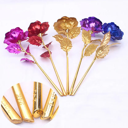 Artificial 24k Plated Rose With Love Holder Box Gift for Mothers Day Valentines Day Birthday Anniversary Thanksgiving Present