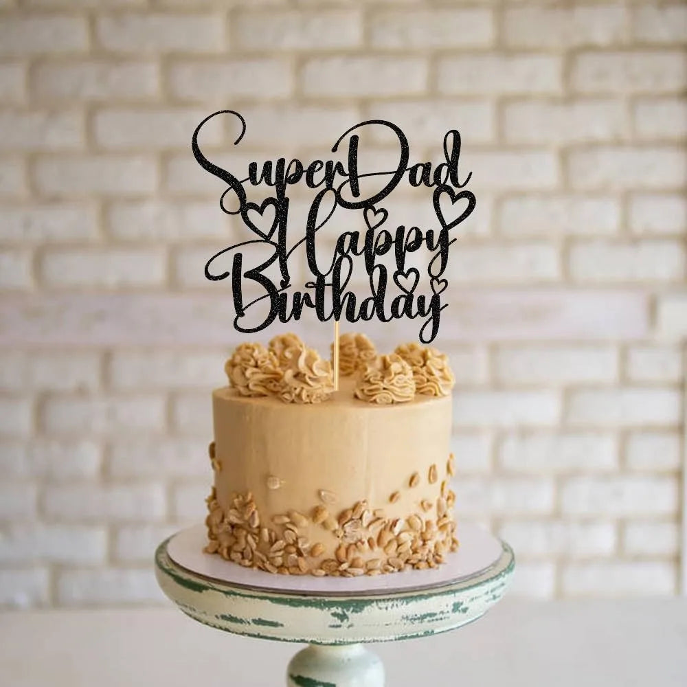 Super Dad Happy Birthday Cake Topper, Father's Day Party Decorations, Dad's Birthday World's Best Daddy Party Decorations Suppli