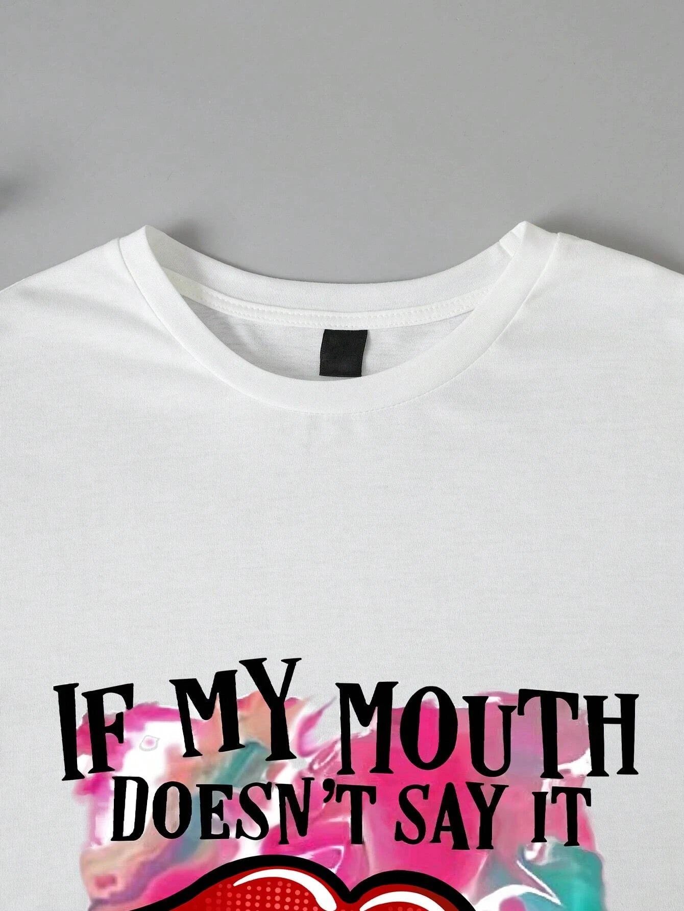 My Mouth Doesn'T Say It Printing Women T Shirts Two Piece Set Fashion Novel Short Sets New Summer Breathable Shirt Shorts Female