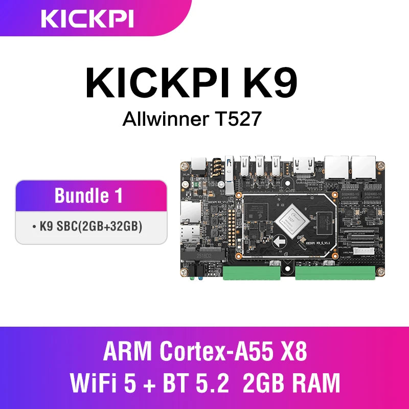 KICKPI K9 Single Board Computer,Allwinner T527 Android Embedded Development Board Linux System IoT Gateway