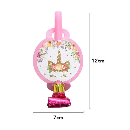 6PCS Rainbow Unicorn Blowing Dragon Funny Whistles Blow Roll For Birthday Wedding Party Favors Gift Decorations Atmosphere Props