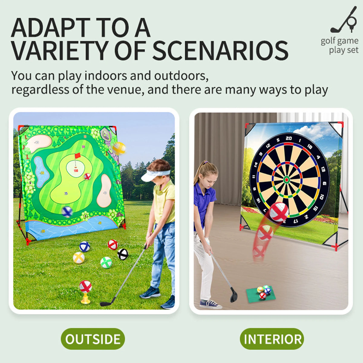 Golf Chipping Game Mat For Kids Golf Putting Mat Set Mini Vertical Golf Hitting Mat Golf Dartboard Practice Training Aid Trainer