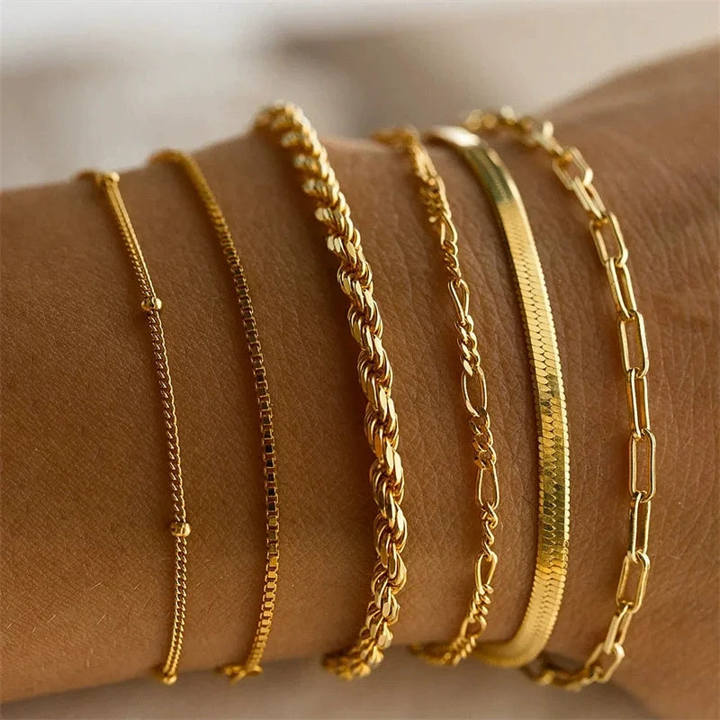5PCS/Set Rhinestone Butterfly Bracelet Set for Women Korean Fashion Designer Adjustable Bead Bracelet Luxury Original Jewelry