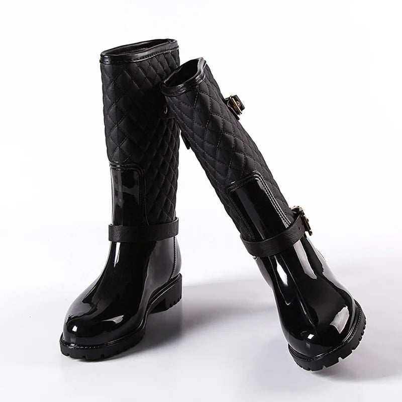 2023 fashion quality water rain shoes warm women's plaidlady rain boots in the rain boots ladys rainboots women boots shoes