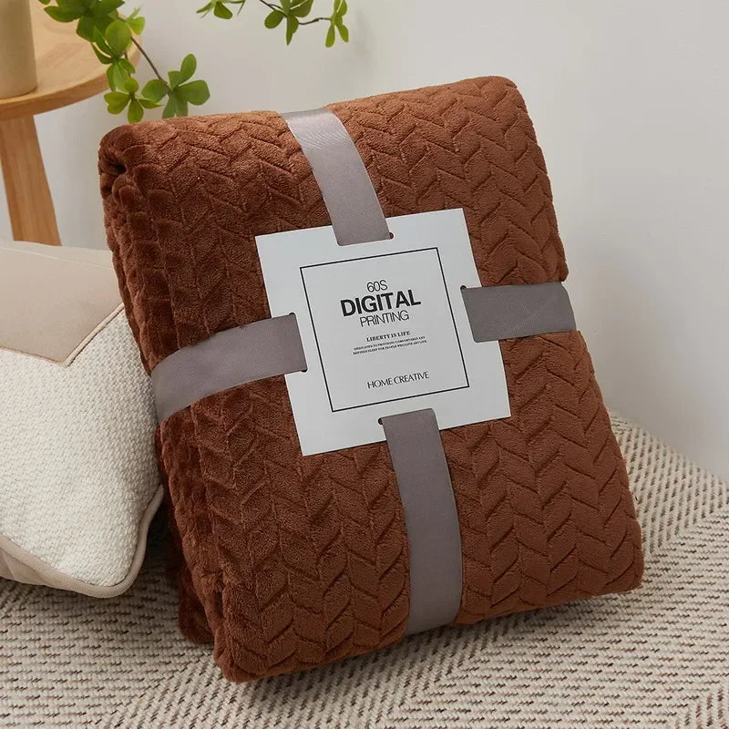 Fluffy Coral Velvet Blanket Flannel Plush Comfortable Thickened and Warm Soft Sofa Throw Blanket for Air-Conditioned Room Luxury