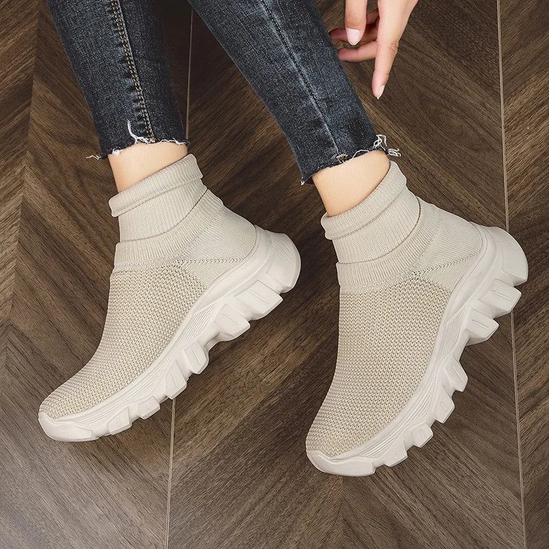 Women Shoes Men Brand Comfortable Sock Boots Non-slip Couple Ankle Boots Thick Soled Tenis Luxury Shoes Unisex Casual Sneakers
