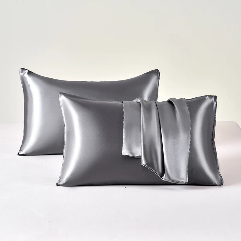 Polyester Satin Pillowcase Set | Two Covers with Envelope Closure | Bedroom & Guest Room