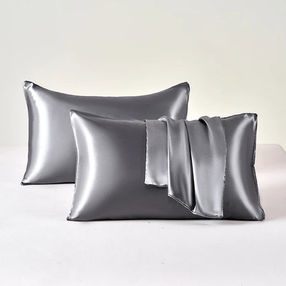 Polyester Satin Pillowcase Set | Two Covers with Envelope Closure | Bedroom & Guest Room