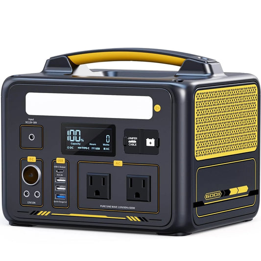 Jump 600X Portable Power Station 600W, 299Wh LiFePO4 Battery | 1200W Surge AC Outlet, PD 60W USB-C, 2-In-1 Solar, Customized