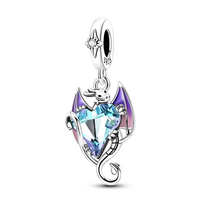 925 Sterling Silver Purple Baby Dragon Flying Dragon Cub Pendant Charm Fit Original Charms Bracelets Women DIY Jewelry Gift