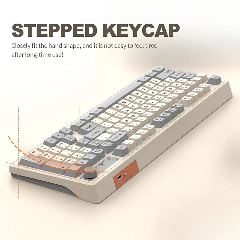 Dual-Mode Wireless Keyboard and Mouse Set 2.4G Dual Bluetooth Keyboard RGB Gaming Keyboard Mouse Kit Mechanical Feel Keyboard