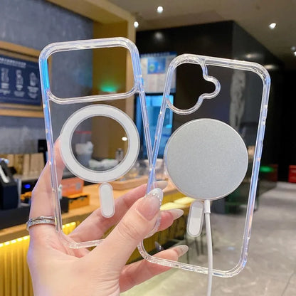 Original Clear For Magsafe Case For Apple iPhone 17 Air 16 16E 15 14 13 12 Mini 11 Pro Max Plus Magnetic Wireless Charging Cover