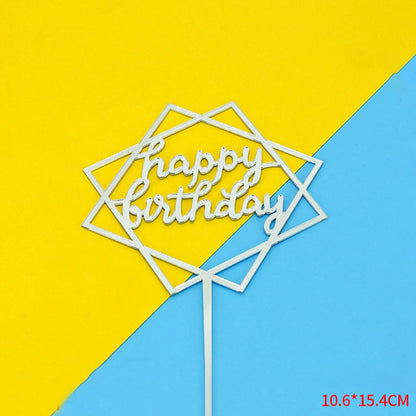 10pcs Multiple Styles Happy Birthday Cake Topper Black Gold Cake Toppers Baby Shower Cake Birthday Party Cake Flag Decorations