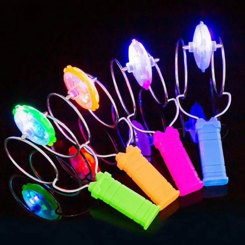 LED Magnetic Orbit Gyroscope Toy For Kids Gift Magic Spinning Top with Rail Hand Cranked Luminous Flashing Lights Spinning Top