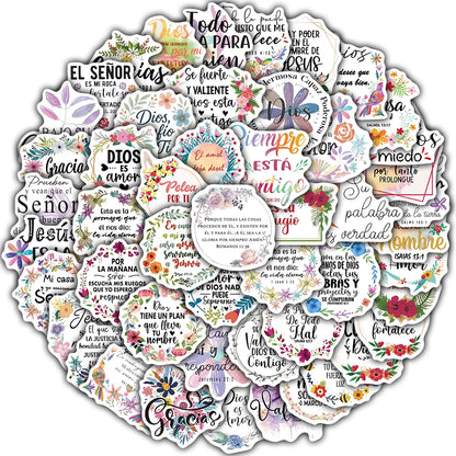 50PCS Spanish Motivational Text Stickers Motivational Waterproof Bicycle Stationary Scrapbooking Study Luggage Art Stickers