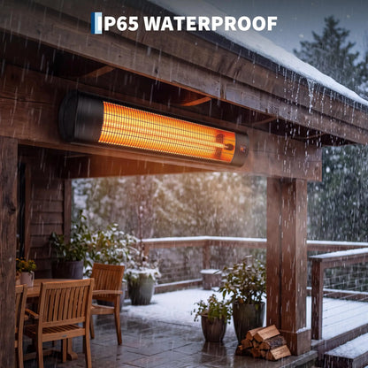 1500W Carbon Fiber Infrared Patio Heater Outdoor Electric Wall Mount With Remote, 24h Timer, 3 Heat Modes For Garage Porch Areas