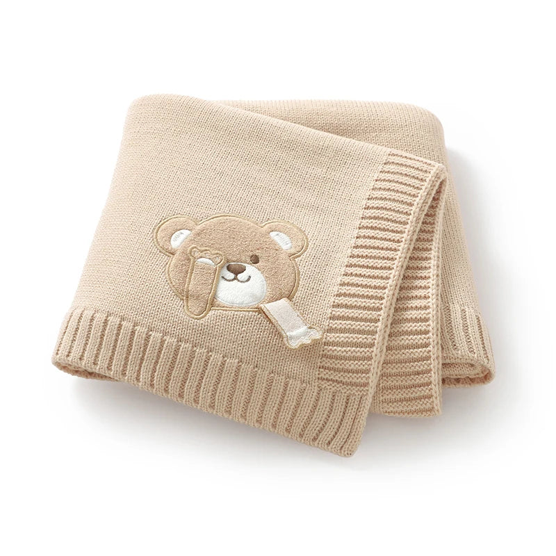 90*70cm Baby Receive Blankets Knitted Comfort Portable All Seasons Newborn Boys Girls Monthly Swaddle Wrap Cuddle Quilt Cellular