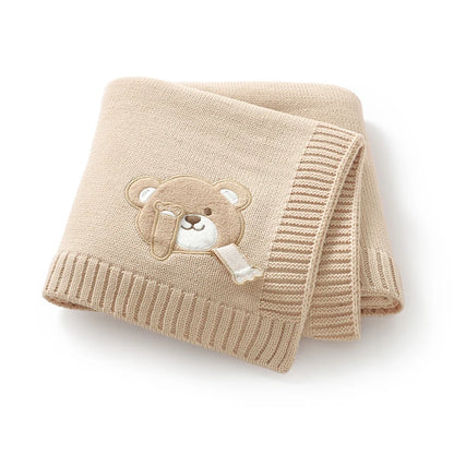90*70cm Baby Receive Blankets Knitted Comfort Portable All Seasons Newborn Boys Girls Monthly Swaddle Wrap Cuddle Quilt Cellular