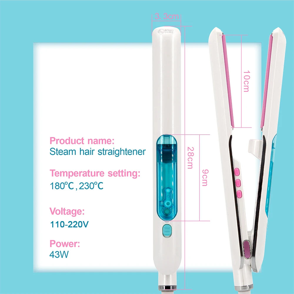 Steam Hair Straightener Professional Ceramic Coating Plate Vapor Hair Flat Iron 230℃ Straightening Iron 1 Inch