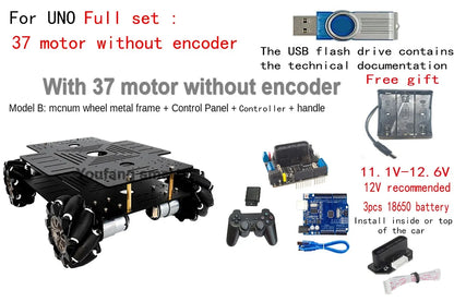 25Kg Big Load 4WD Mecanum Wheel Robot Car 330+240mm Chassis with 12V Encoder Motor for Arduino ROS Robot Arm DIY Kit Toy Parts